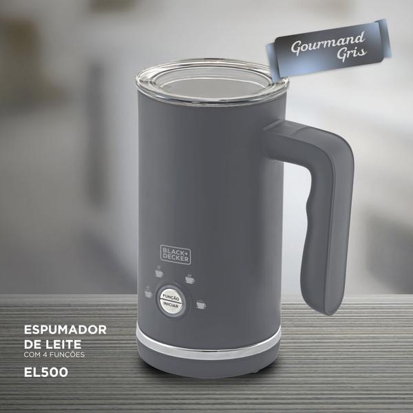 Imagem de Espumador de Leite Gourmand Gris 4 Funções Inox Antiaderente EL500 BLACK DECKER 127V