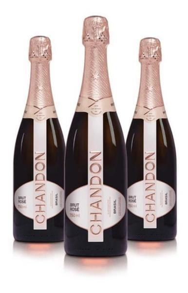 Espumante Chandon Brut Rosé 750Ml Kit Com 03 Unidades Imagem de Espumante Chandon Brut Rosé 750Ml Kit Com 03 Unidades