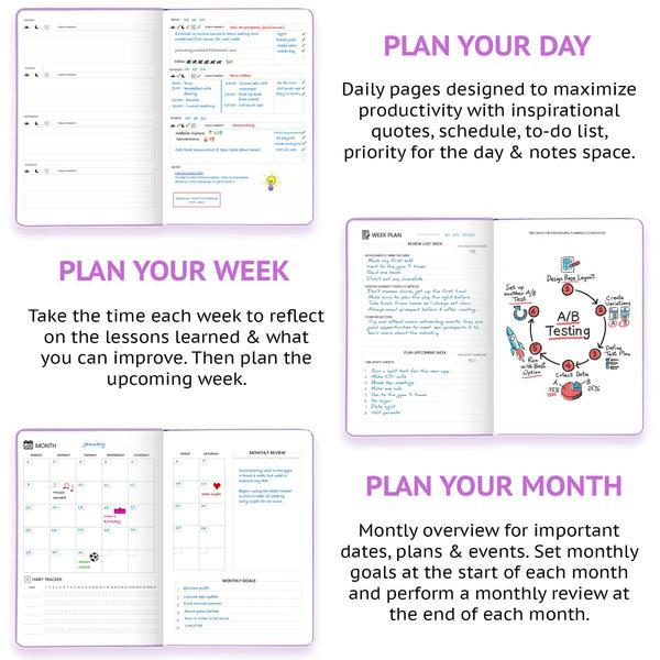 Imagem de Estabelecimento de metas do Planner Wyze Planner Pro para 12 meses (lilás)