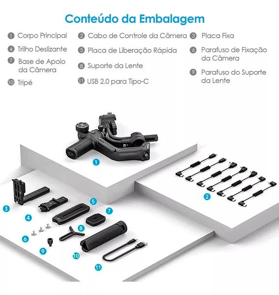 Imagem de Estabilizador De Cardan 3 Eixos Para Câmeras Sem Espelho, Smartphones, Câmeras de Ação Com Rastreador AI Integrado FeiyuTech Scorp 2 