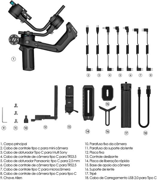 Estabilizador De Cardan Feiyutech Scorp 2 Para Câmeras Dslr Com Rastreador AI Integrado Imagem de Estabilizador De Cardan Feiyutech Scorp 2 Para Câmeras Dslr Com Rastreador AI Integrado