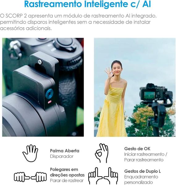 Estabilizador De Cardan Feiyutech Scorp 2 Para Câmeras Dslr Com Rastreador AI Integrado Imagem de Estabilizador De Cardan Feiyutech Scorp 2 Para Câmeras Dslr Com Rastreador AI Integrado