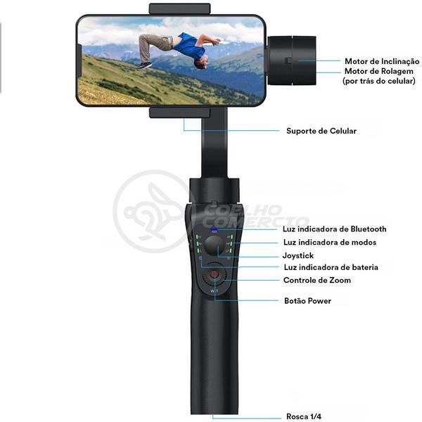 Imagem de Estabilizador de Mão Eletrônico Portátil Gimbal S5B 3 Eixos Bluetooth USB Câmera Celular Smartphone