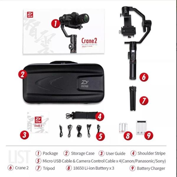 Imagem de Estabilizador Gimbal Eletrônico Crane 2 Zhiyun - 3,2 Kg