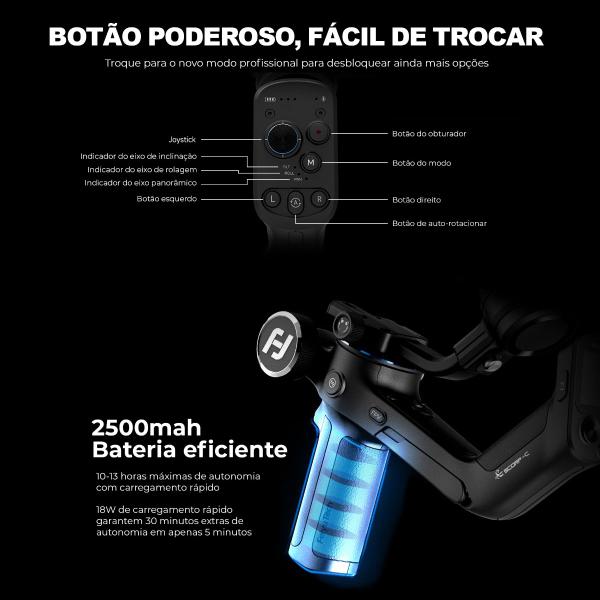 Estabilizador Gimbal Para Câmera Profissional Sony Canon Nikon Dslr 2.5kg Feiyutech Scorp-c Imagem de Estabilizador Gimbal Para Câmera Profissional Sony Canon Nikon Dslr 2.5kg Feiyutech Scorp-c
