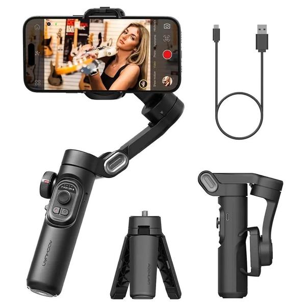 Imagem de Estabilizador Gimbal Portátil para Smartphone - Rastreamento Facial AI 3 Eixos (iPhone e Android)