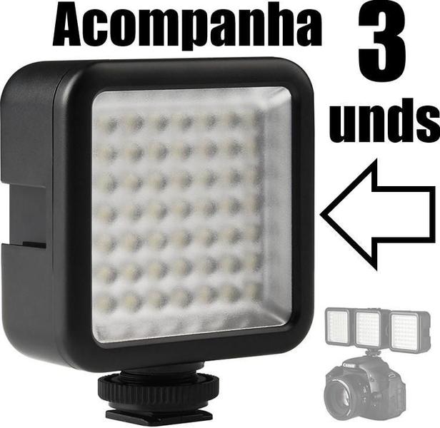 Imagem de Estabilizador Mão Steadicam Celular + 3 Iluminador Led Luz