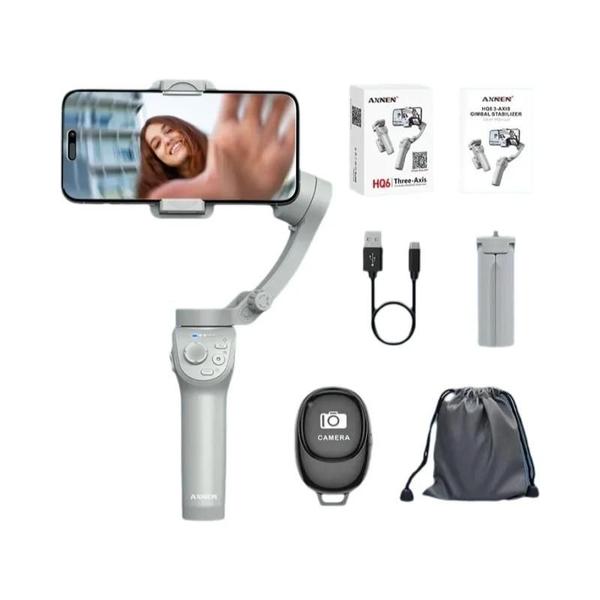 Imagem de Estabilizador Portátil Gimbal de 3 Eixos com Luz e Rastreamento Facial para Android