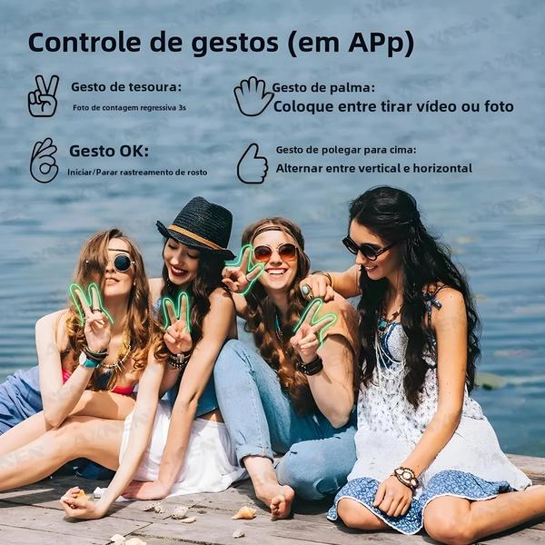 Imagem de Estabilizador Portátil Gimbal de 3 Eixos com Luz e Rastreamento Facial para Android