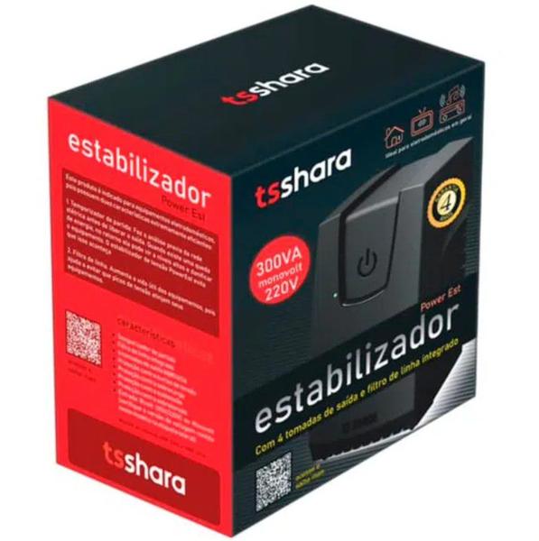 Imagem de Estabilizador TS Shara Powerest 300VA Mono 220V - 9119 Preto 220 VOLTS