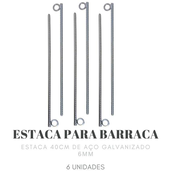 Imagem de Estaca 40 cm para barraca de aco ca-50 galvanizado de 6mm com 06 unidades