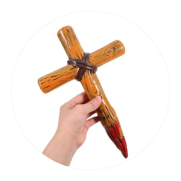 Imagem de Estaca Cruz Crucifixo Sangrento Plástico Vampiro Halloween