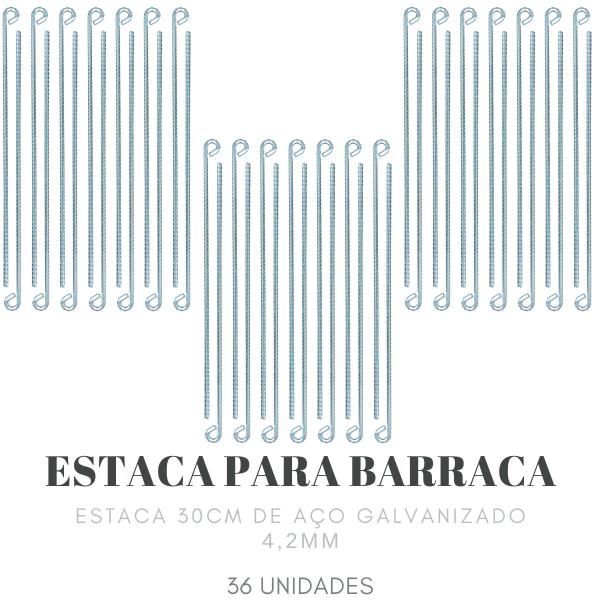 Imagem de Estaca Para Barraca 30 Cm Aço Galvanizado 4,2 Mm Kit 36 Unid