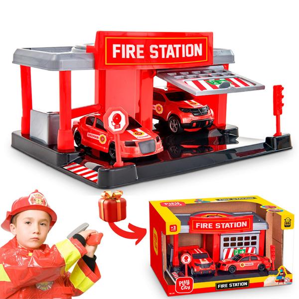 Imagem de Estação Bombeiro Posto Hot Brinquedo Menino Pista Carrinho