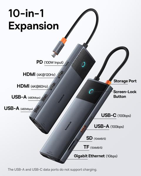 Imagem de Estação de acoplamento Baseus Dual Monitor 10 Gbps 10 em 1 com PD 100