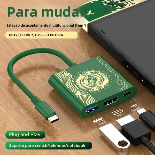 Imagem de Estação De Acoplamento Para Jogos Nintendo Switch OLED USB-C 4K HDTV Hub Para Laptop Steam Deck iPad