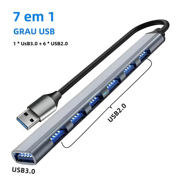 Imagem de Estação de Acoplamento USB 3.0 Tipo C - 7 Portas de Alta Velocidade para Laptop e PC