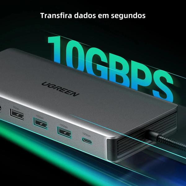 Imagem de Estação de Acoplamento USB-C 13 em 1 - 4K Triplo Display, Dual HDMI, 100W PD, Leitor de Cartões SD/TF para Macbook Pro/Air