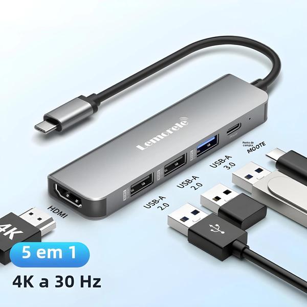 Imagem de Estação de Acoplamento USB-C 3.0 com 5 Portas e HDMI 4K30Hz - Compatível com Macbook Air