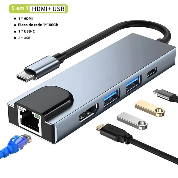 Imagem de Estação de Acoplamento USB-C 8 em 1 - 4K@30Hz, HDMI, 100Mbps, PD 65W e 2 Leitores de Cartão