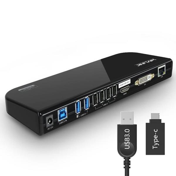 Imagem de Estação de ancoragem: Computador portátil USB WAVLINK, monitores duplos, HDMI, VGA