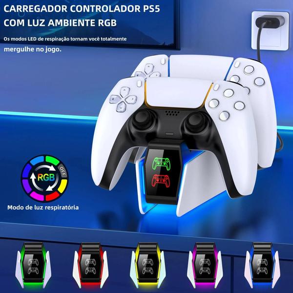 Imagem de Estação de Carregamento Rápido RGB para PS5 - DualSense com Indicador LED