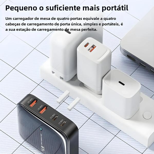 Imagem de Estação de Carregamento USB Multiportas GAN 67W - iPhone, Macbook Pro, Xiaomi e Mais