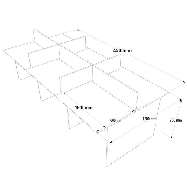 Imagem de Estação de trabalho 6 Lugares com gavetas 4,50x1,20 e 3 Armários