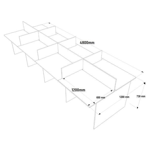 Imagem de Estação de trabalho 8 Lugares com gavetas 4,80x1,20 e 3 Armários