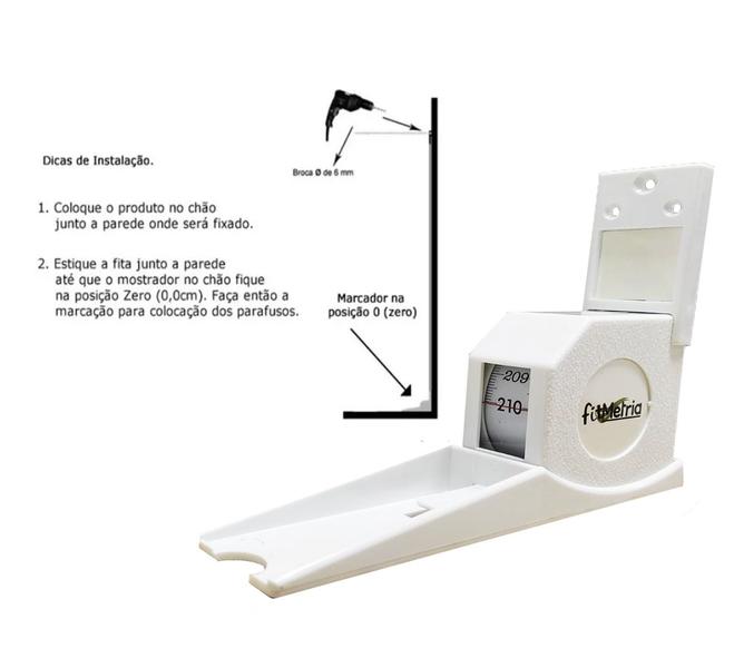 Imagem de Estadiômetro Compacto Antropômetro Medidor Altura fixo em parede Nutrição Avaliação Física FITMETRIA
