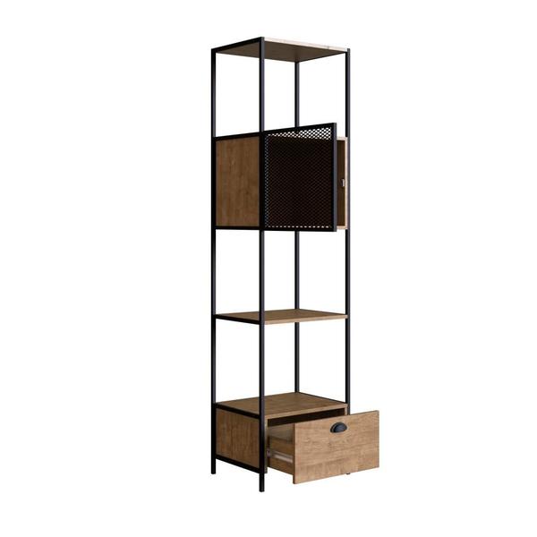 Estante 1 Porta 1 Gaveta York - Trama Aço Expandido Industrial Artesano Imagem de Estante 1 Porta 1 Gaveta York - Trama Aço Expandido Industrial Artesano
