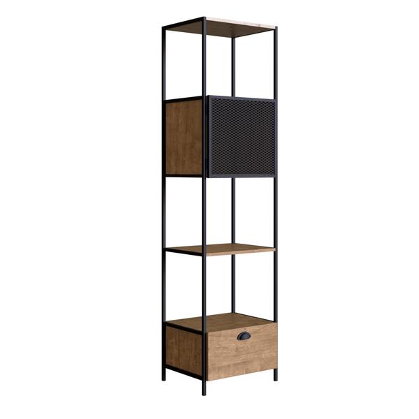 Estante 1 Porta 1 Gaveta York - Trama Aço Expandido Industrial Artesano Imagem de Estante 1 Porta 1 Gaveta York - Trama Aço Expandido Industrial Artesano