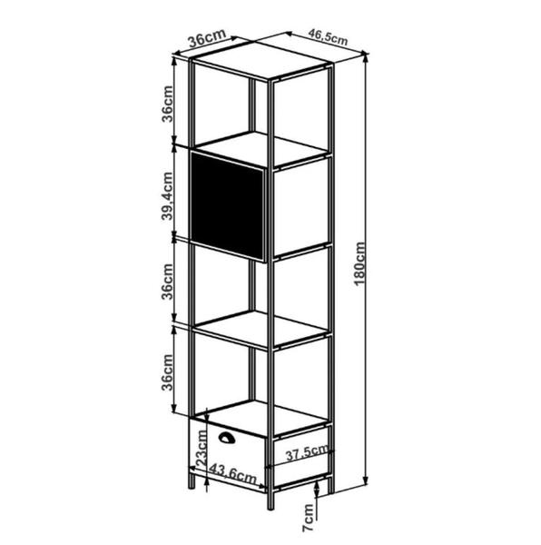 Estante 1 Porta 1 Gaveta York - Trama Aço Expandido Industrial Artesano Imagem de Estante 1 Porta 1 Gaveta York - Trama Aço Expandido Industrial Artesano