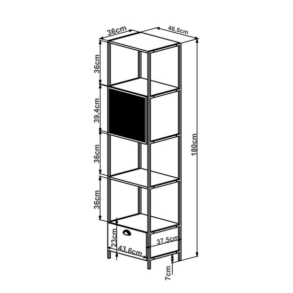 Estante 1 Porta 1 Gaveta York - Trama Aço Expandido Industrial Artesano Imagem de Estante 1 Porta 1 Gaveta York - Trama Aço Expandido Industrial Artesano