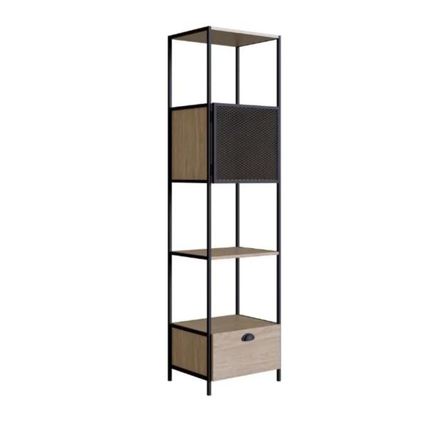 Estante 1 Porta 1 Gaveta York - Trama Aço Expandido Industrial Artesano Imagem de Estante 1 Porta 1 Gaveta York - Trama Aço Expandido Industrial Artesano