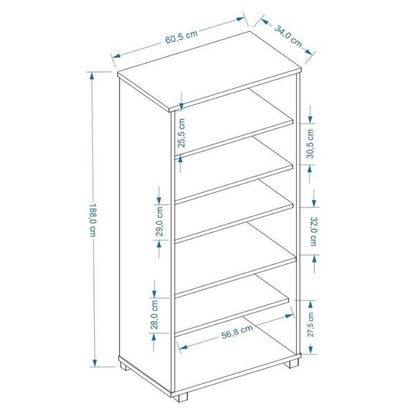 Imagem de Estante 5 Prateleiras Livreiro Cor Avelã Com Portas Grandes