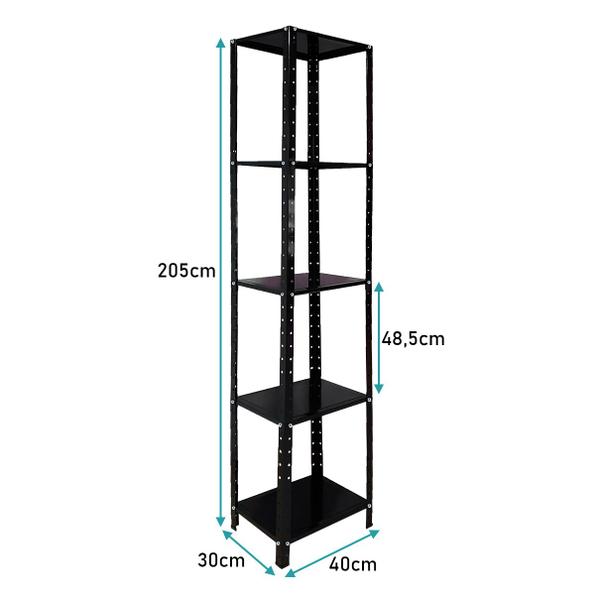 Estante 5 Prateleiras para Livros Ferramentas em Aço Sala Quarto Cozinha 40x30cm - Martam Utilidades Imagem de Estante 5 Prateleiras para Livros Ferramentas em Aço Sala Quarto Cozinha 40x30cm
