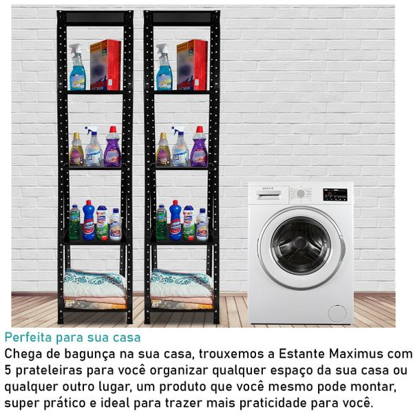 Estante 5 Prateleiras para Livros Ferramentas em Aço Sala Quarto Cozinha 40x30cm - Martam Utilidades Imagem de Estante 5 Prateleiras para Livros Ferramentas em Aço Sala Quarto Cozinha 40x30cm