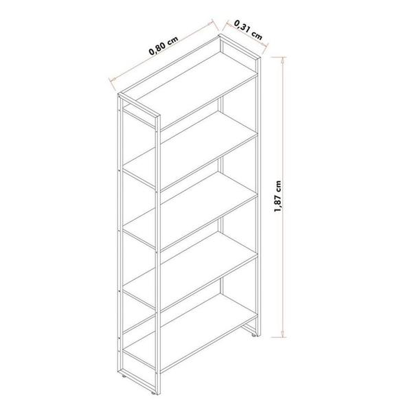 Imagem de Estante 5 Prateleiras Studio Industrial M18 Preto - Mpozenato