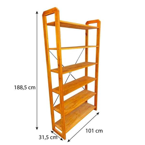 Imagem de Estante 6 Prateleiras de Madeira Pinus Linea Ample Carvalho