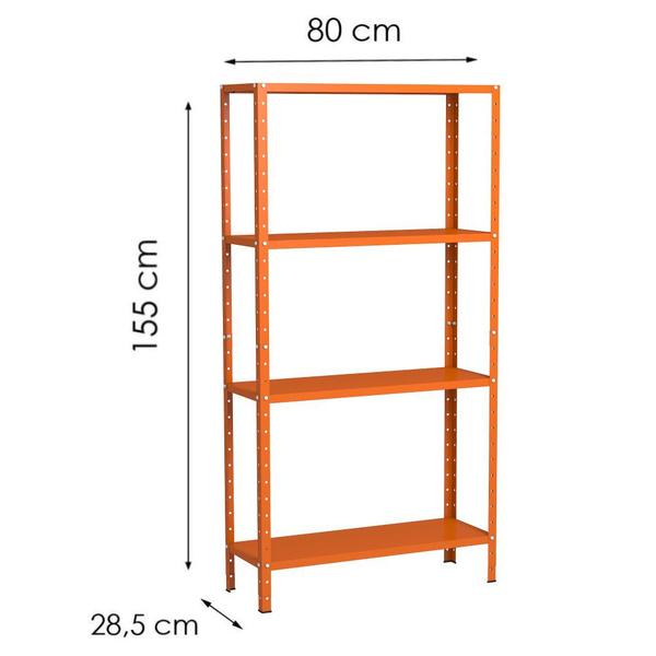 Imagem de Estante Aço 4 Prateleiras Livros Cozinha Quarto EAF006 Laranja