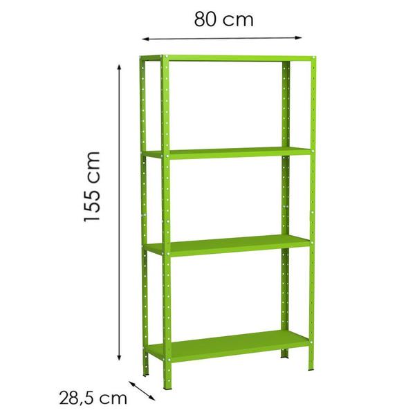 Imagem de Estante Aço 4 Prateleiras Livros Cozinha Quarto EAF006 Verde