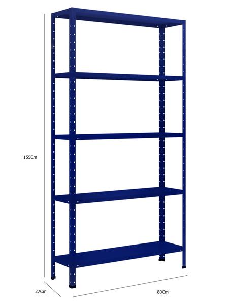 Imagem de Estante Aço 5 Prat. Bipartida 155x80x27 Azul Del Rey 10090