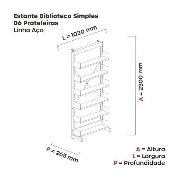 Imagem de Estante Aço Biblioteca Simples sem Base