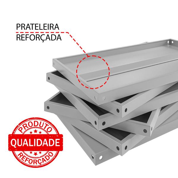 Estante Aço Dupla Prateado 90cm 6 Bandejas Suporta 120kg - JGC COMERCIAL Imagem de Estante Aço Dupla Prateado 90cm 6 Bandejas Suporta 120kg