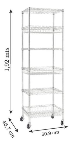 Imagem de Estante Aço Organizadora Multiuso 192X45,5X61Cm Com Rodas