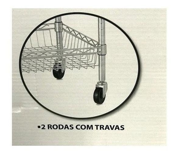 Imagem de Estante Aço Organizadora Multiuso 192X45,5X61Cm Com Rodas