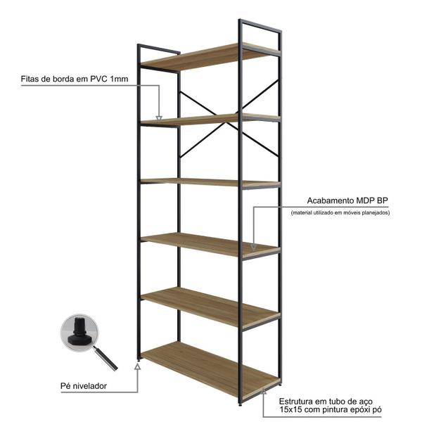 Imagem de Estante Alta com 6 Prateleiras 185x80x33cm Yon