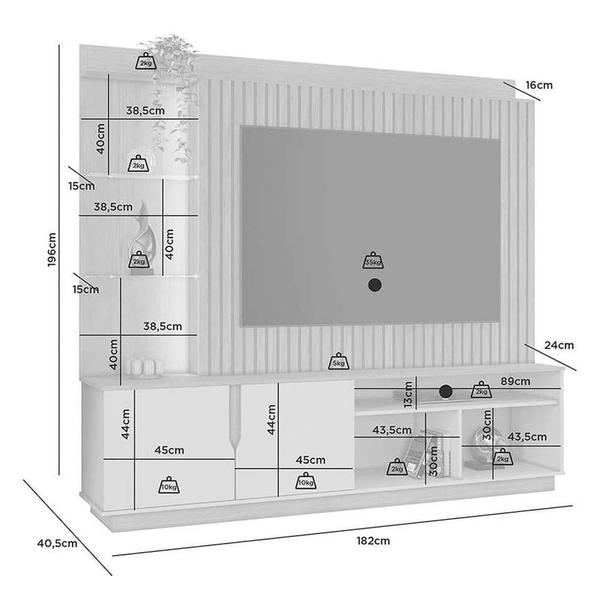 Imagem de Estante Amparo para TV até 60 Polegadas Ripado 2 Portas JCM Cor Cinamomo Off White 