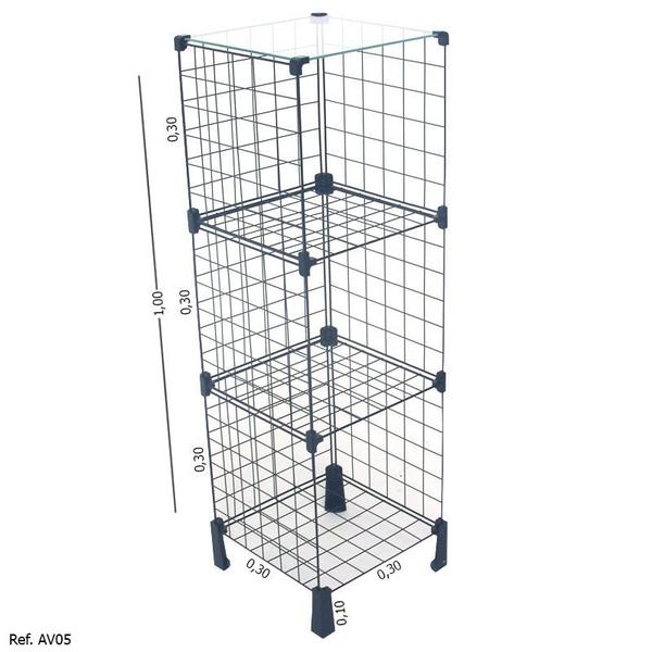 Imagem de Estante Aramada com Tampo de Vidro - 0,30 x 1,00 x 0,30